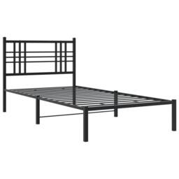 Berkfield Home Metal Bed Frame without Mattress with Headboard Black 90x190cm - Size: 90x190 cm - thumbnail 1