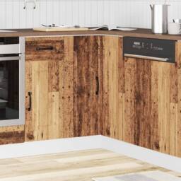 Berkfield Home Kitchen Corner Base Cabinet Kalmar Old Wood Engineered Wood in Brown - thumbnail 1