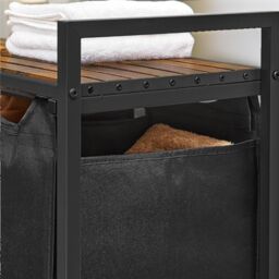 Pirlo Plush Industrial 3 Compartment Laundry Basket With Removeable Bags in Brown - thumbnail 5