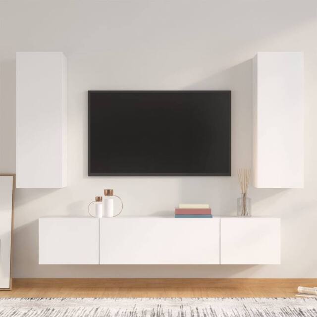 Berkfield Home 4 Piece TV Cabinet Set White Engineered Wood - image 1