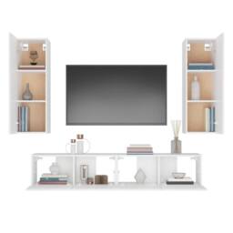 Berkfield Home 4 Piece TV Cabinet Set White Engineered Wood - thumbnail 5