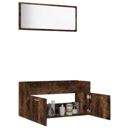 Berkfield Home 2 Piece Bathroom Furniture Set Smoked Oak Engineered Wood in Brown - thumbnail 4