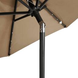 Berkfield Home Garden Parasol with LEDs & Steel Pole Taupe 225x225x212cm - Size: 225 x 225 x 212 cm - thumbnail 9