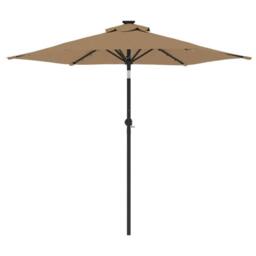 Berkfield Home Garden Parasol with LEDs & Steel Pole Taupe 225x225x212cm - Size: 225 x 225 x 212 cm - thumbnail 5
