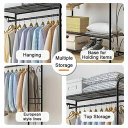 Havendro Large Clothes Rail Coat Stand Portable in Black - thumbnail 5