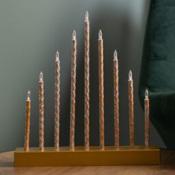 Samuel Alexander 26cm Gold Light up Christmas Candle Bridge with 9 White LEDs - thumbnail 5