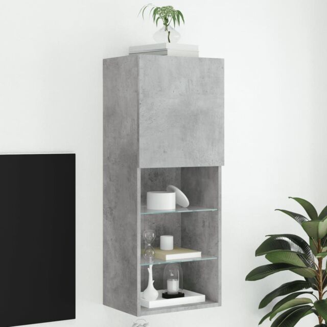 Berkfield Home TV Cabinet with LED Lights Concrete Grey 40.5x30x102 cm - image 1