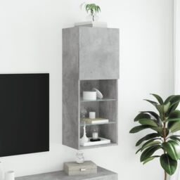 Berkfield Home TV Cabinet with LED Lights Concrete Grey 40.5x30x102 cm - thumbnail 4