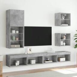 Berkfield Home TV Cabinet with LED Lights Concrete Grey 40.5x30x102 cm - thumbnail 3