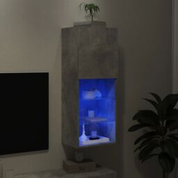 Berkfield Home TV Cabinet with LED Lights Concrete Grey 40.5x30x102 cm - thumbnail 5
