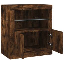 Berkfield Home Sideboard with LED Lights Smoked Oak 60.5x37x67 cm in Brown - thumbnail 7