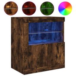 Berkfield Home Sideboard with LED Lights Smoked Oak 60.5x37x67 cm in Brown - thumbnail 2