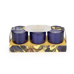 Candlelight Set of 3 Mini Votive Candles Iris & Tonka Bean in Blue - thumbnail 1