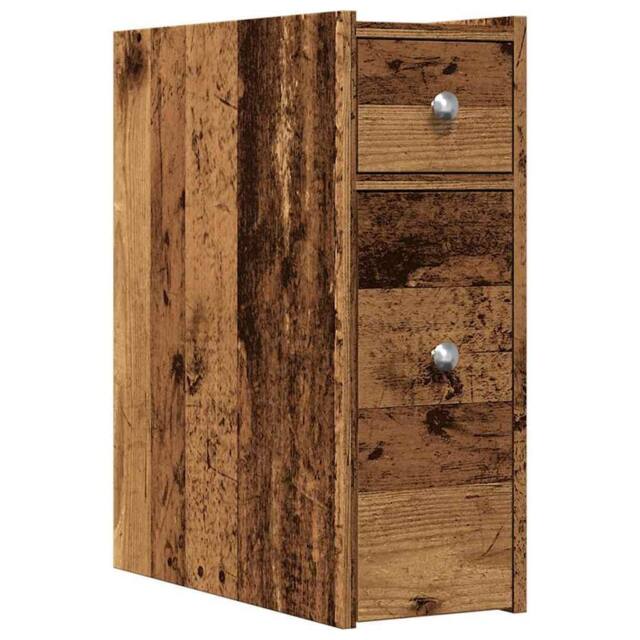 Berkfield Home Narrow Bathroom Cupboard with Wheels Old Wood Engineered Wood in Brown - image 1