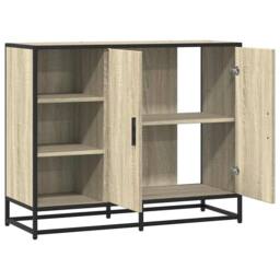 Berkfield Home Sideboard Sonoma Oak 92x35x76 cm Engineered Wood in Light Tan - Size: 92 x 35 x 76 cm - thumbnail 7