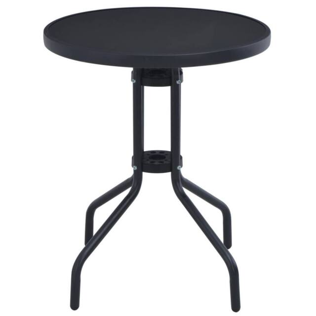 Berkfield Home Garden Table Black 80 cm Steel & Glass - image 1