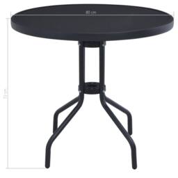 Berkfield Home Garden Table Black 80 cm Steel & Glass - thumbnail 4