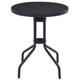 Berkfield Home Garden Table Black 80 cm Steel & Glass - thumbnail 1