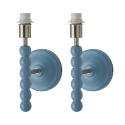 ValueLights Bobbins Pair of Pastel Bobble Style Wall Light Bases in Pale Blue