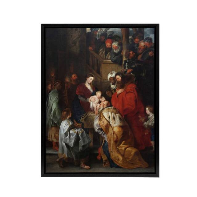 "Artery8 Peter Paul Rubens Adoration of the Magi Biblical Framed Canvas Art - Size: W12"" x H16""" - image 1