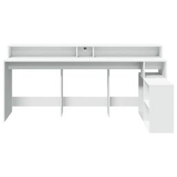 Berkfield Home Modern Desk with LED Lights White 200x104x91 cm Engineered Wood - Size: 200 x 104 x 91 cm - thumbnail 6