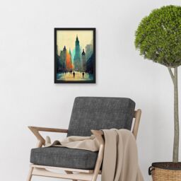 Artery8 Twilight Wall Street New York City NYC Skyline Artwork Framed Wall Art Print A4 in Black - thumbnail 2