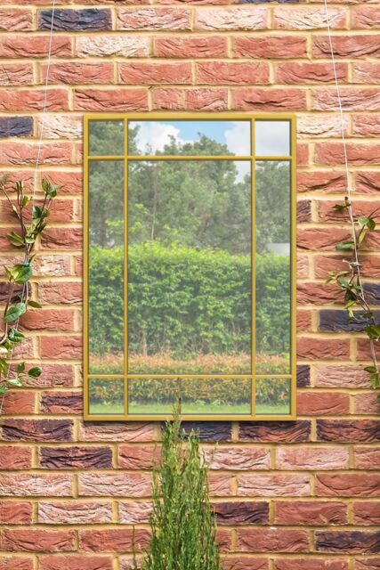 "MirrorOutlet Gold Modern Contemporary Garden Wall Mirror 39"" X 27"" (100x70CM) - Size: 1 Pack" - image 1