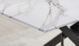 FurnitureboxUK Leonardo White Glass Marble Effect Black Leg Table & 4 Velvet Milan Black Leg Chairs in Green - thumbnail 3