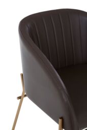 Orsina Brown Faux Leather Armchair, Modern Dining Chair, Luxe Dining Room Accent Chair, Comfortable Dining Chair - thumbnail 5