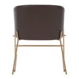 Orsina Brown Faux Leather Armchair, Modern Dining Chair, Luxe Dining Room Accent Chair, Comfortable Dining Chair - thumbnail 4