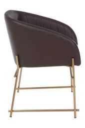 Orsina Brown Faux Leather Armchair, Modern Dining Chair, Luxe Dining Room Accent Chair, Comfortable Dining Chair - thumbnail 3