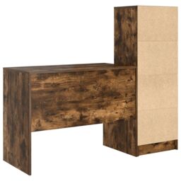 Berkfield Home Desk with Storage Smoked Oak Engineered Wood in Brown - thumbnail 8