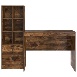 Berkfield Home Desk with Storage Smoked Oak Engineered Wood in Brown - thumbnail 7