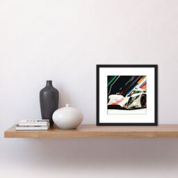 Artery8 Motor Racing Motorsport Grand Prix F1 Vibrant Painting Square Wooden Framed Wall Art Print Picture 8X8 Inch in Black - thumbnail 2