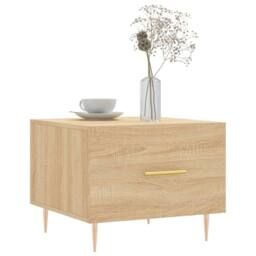 Berkfield Home Coffee Table Sonoma Oak 50x50x40 cm Engineered Wood in Light Tan - Size: 50 x 50 x 40 cm - thumbnail 3