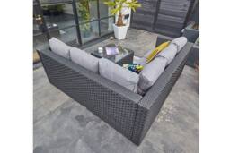 Furniture Maxi Vancouver 5 Seater Grey Rattan Corner Sofa Patio Set With Rain Cover in Black - thumbnail 4