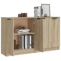 Berkfield Home Sideboards 2 pcs Sonoma Oak 60x30x70 cm Engineered Wood in Tan - Size: 60 x 30 x 70 cm - thumbnail 5