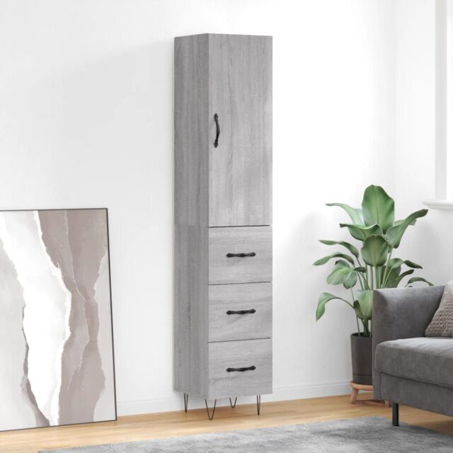 Berkfield Home Highboard Grey Sonoma 34.5x34x180 cm Engineered Wood - image 1