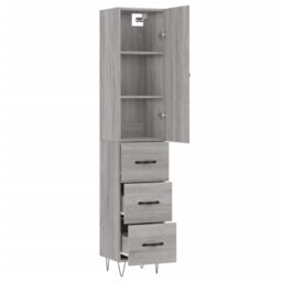 Berkfield Home Highboard Grey Sonoma 34.5x34x180 cm Engineered Wood - thumbnail 4