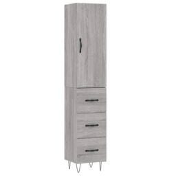 Berkfield Home Highboard Grey Sonoma 34.5x34x180 cm Engineered Wood - thumbnail 2