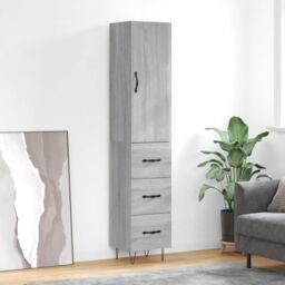 Berkfield Home Highboard Grey Sonoma 34.5x34x180 cm Engineered Wood - thumbnail 1