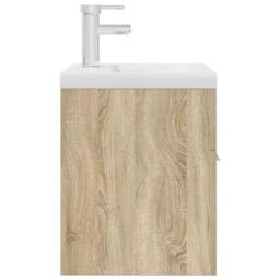 Berkfield Home Bathroom Sink Cabinet with Built-in Basin & Faucet Sonoma Oak in Brown - thumbnail 7
