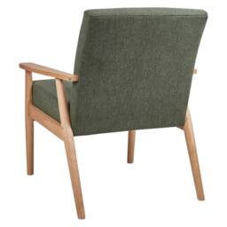 Wyld and Coco Green Polyester Armchair - Mid-Century Rubberwood Frame - thumbnail 5