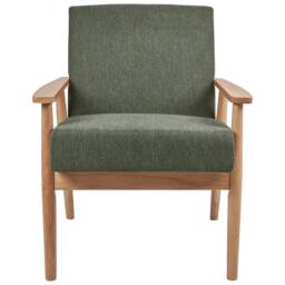 Wyld and Coco Green Polyester Armchair - Mid-Century Rubberwood Frame - thumbnail 4