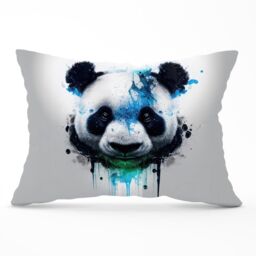 Warren Reed - Designer Panda Face Splashart Light Background Cushions in Blue - Size: 45 cm x 45 cm - thumbnail 1