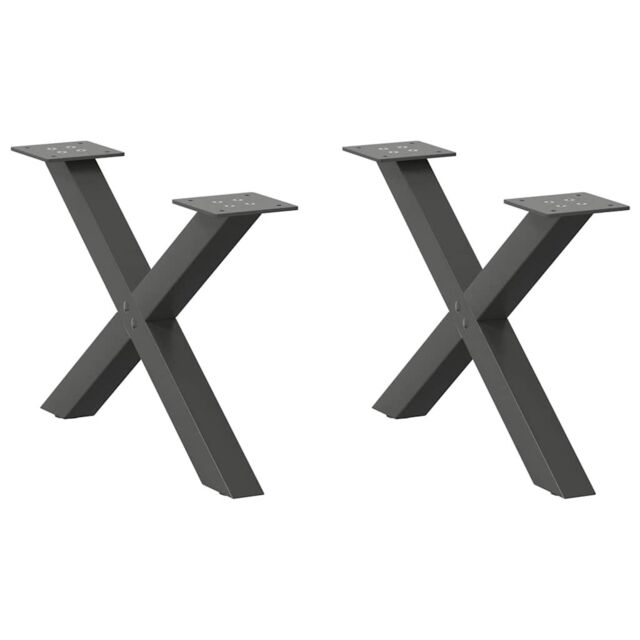 Berkfield Home Coffee Table Legs X-Shaped 2 pcs Anthracite 60x(30-31) cm Steel in Black - image 1