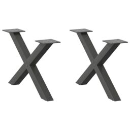 Berkfield Home Coffee Table Legs X-Shaped 2 pcs Anthracite 60x(30-31) cm Steel in Black