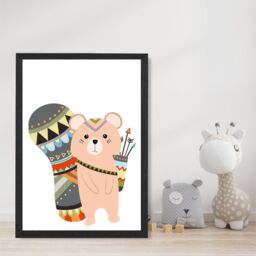 ARTZE Brown Squirrel Tribal Animal Framed Print SIZE: A3 with Black Frame - Size: A2 - thumbnail 2