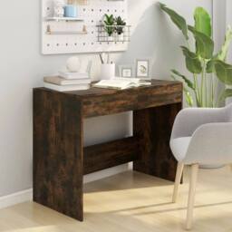 Berkfield Home Sturdy Desk Smoked Oak 101x50x76.5 cm Engineered Wood in Brown - thumbnail 1