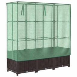 Berkfield Home Raised Bed with Greenhouse Cover Rattan Look 120x40x138 cm in Brown - Size: 120 x 40 x 138 cm - thumbnail 6
